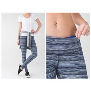 Lululemon Wunder Under III Luon Space Dye Twist Sapphire Blue Leggings Size 4